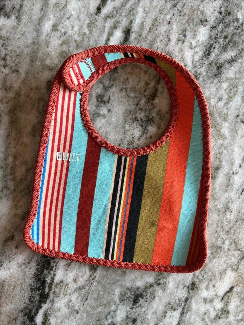 Built—Comfy Brick/Blue Stripes Baby Bib (Set of 2)